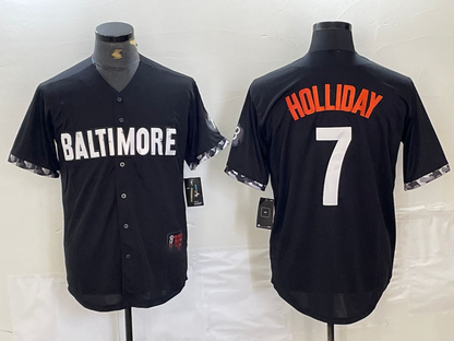 Baltimore Orioles #7 Jackson Holliday Black 2023 City Connect Cool Base Stitched Baseball Jersey - Main View