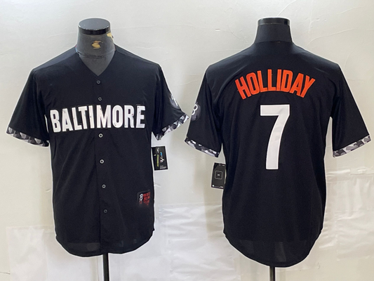 Baltimore Orioles #7 Jackson Holliday Black 2023 City Connect Cool Base Stitched Baseball Jersey - Main View