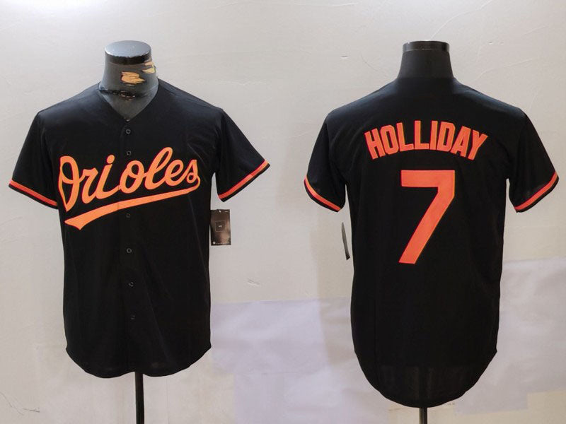 Baltimore Orioles #7 Jackson Holliday Black Cool Base Stitched Baseball Jerseys - Main View