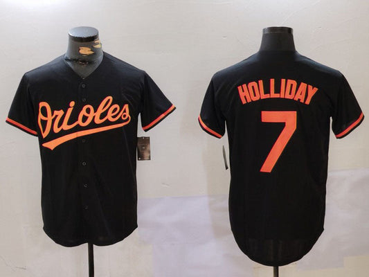 Baltimore Orioles #7 Jackson Holliday Black Cool Base Stitched Baseball Jerseys - Main View