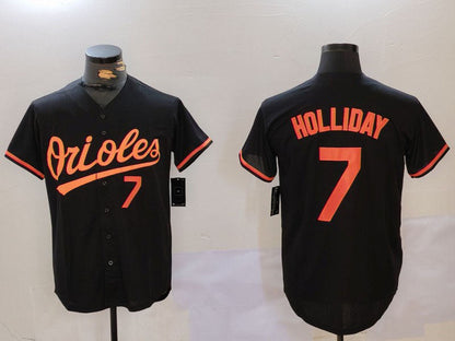 Baltimore Orioles #7 Jackson Holliday Number Black Cool Base Stitched Baseball Jerseys - Main View