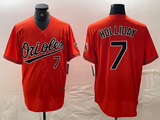 Baltimore Orioles #7 Jackson Holliday Number Orange Limited Cool Base Stitched Baseball Jersey - Main View
