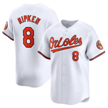 Baltimore Orioles #8 Cal Ripken Jr. Home Limited Player Jersey - White Stitched Baseball Jersey - Main View
