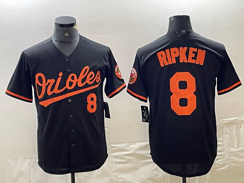 Baltimore Orioles #8 Cal Ripken Jr Number Black Cool Base Stitched Jersey Baseball Jerseys - Main View