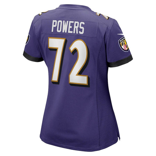 B.Ravens #72 Ben Powers Purple Game Jersey Stitched American Football Jerseys - Main View