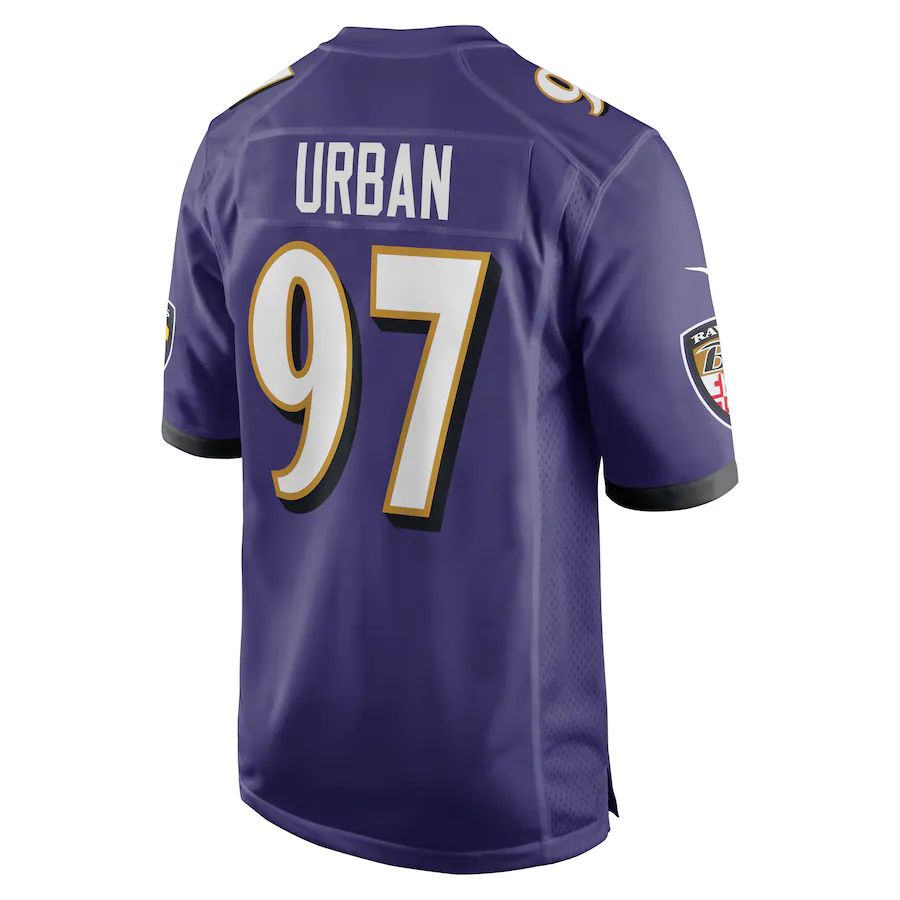 B.Ravens #97 Brent Urban Purple Game Player Jersey Stitched American Football Jerseys - Main View
