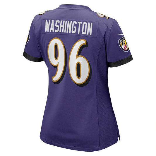 B.Ravens #96 Broderick Washington Purple Game Jersey Stitched American Football Jerseys - Main View