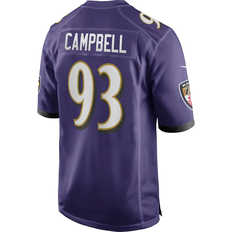 B.Ravens #93 Calais Campbell Purple Game Player Jersey Stitched American Football Jerseys - Main View
