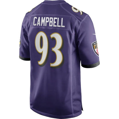 B.Ravens #93 Calais Campbell Purple Game Player Jersey Stitched American Football Jerseys - Main View