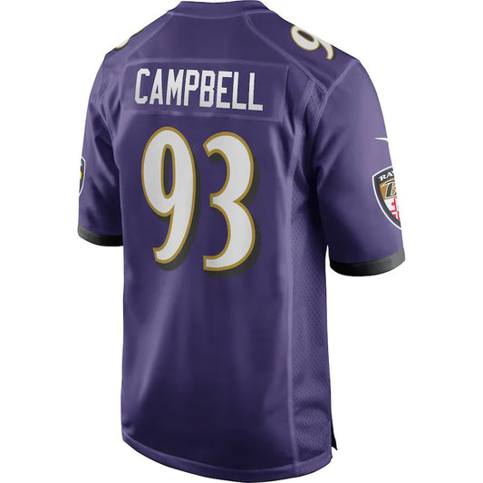 B.Ravens #93 Calais Campbell Purple Game Player Jersey Stitched American Football Jerseys - Main View