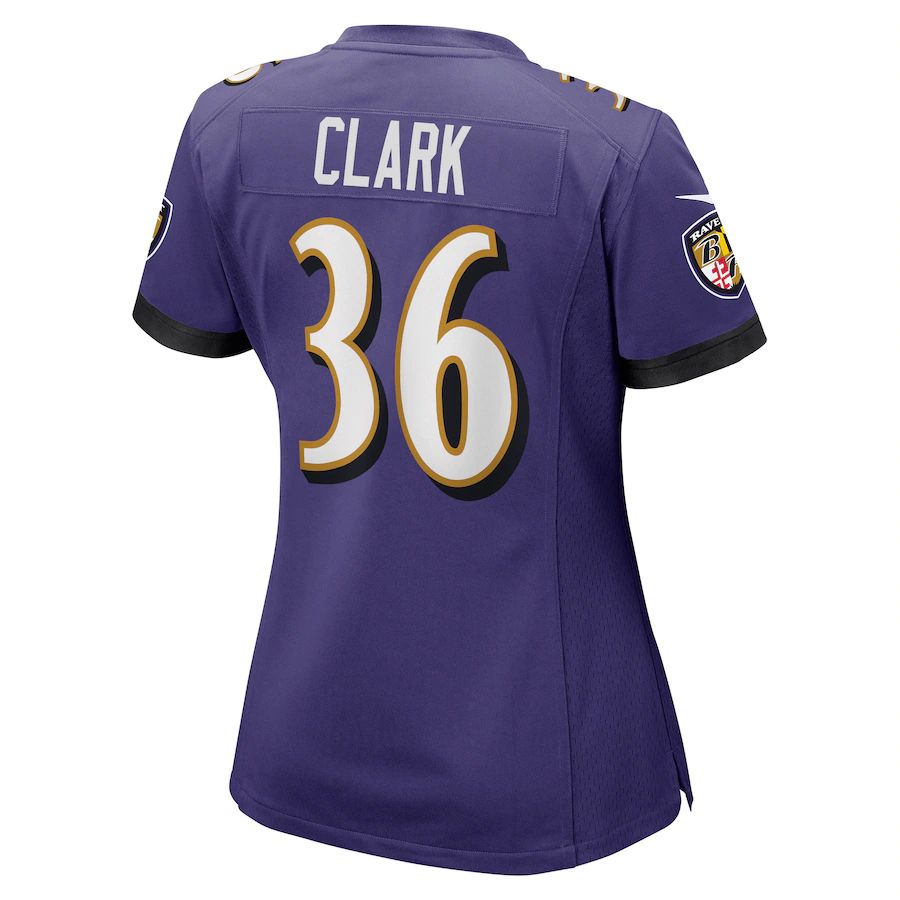 B.Ravens #36 Chuck Clark Purple Game Jersey Stitched American Football Jerseys - Main View