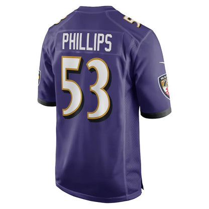 B.Ravens #53 Del'Shawn Phillips Purple Game Player Jersey Stitched American Football Jerseys - Main View