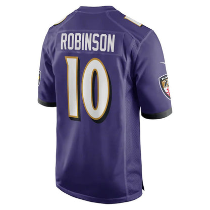 B.Ravens #10 Demarcus Robinson  Purple Game Player Jersey Stitched American Football Jerseys - Main View