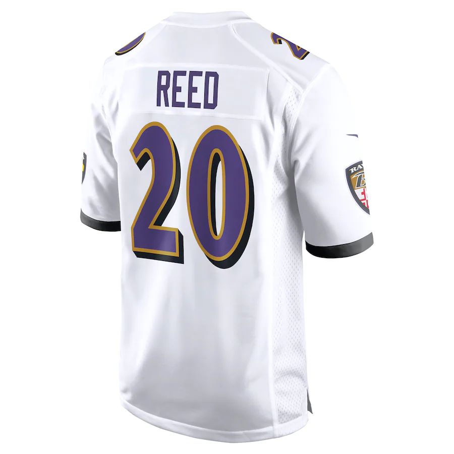 B.Ravens #20 Ed Reed White Retired Player Game Jersey Stitched American Football Jerseys - Main View