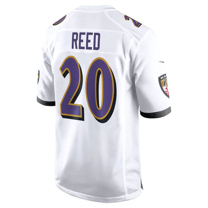B.Ravens #20 Ed Reed White Retired Player Game Jersey Stitched American Football Jerseys - Main View