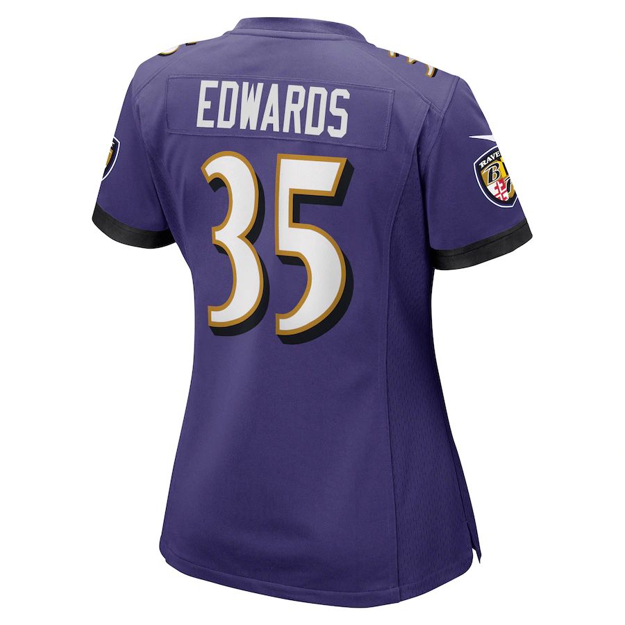 B.Ravens #35 Gus Edwards Purple Game Jersey Stitched American Football Jerseys - Main View