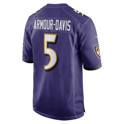 B.Ravens #5 Jalyn Armour-Davis Purple Game Player Jersey Stitched American Football Jerseys - Main View