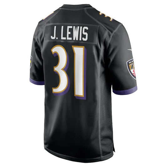 B.Ravens #31 Jamal Lewis Black Retired Player Jersey Stitched American Football Jerseys - Main View