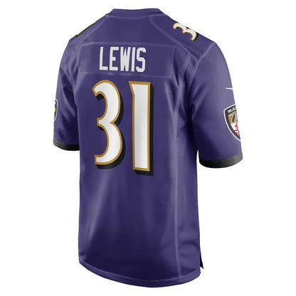 B.Ravens #31 Jamal Lewis Purple Retired Player Game Jerse Stitched American Football Jerseys - Main View
