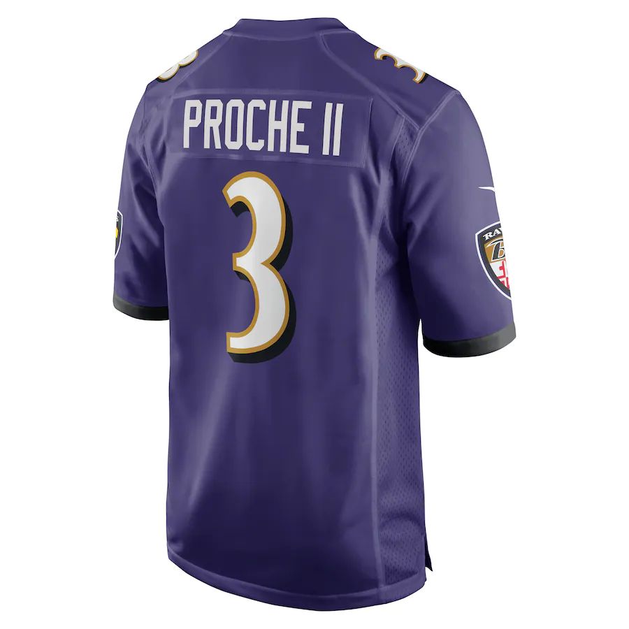 B.Ravens #3 James Proche II Purple Team Game Player Jersey Stitched American Football Jerseys - Main View