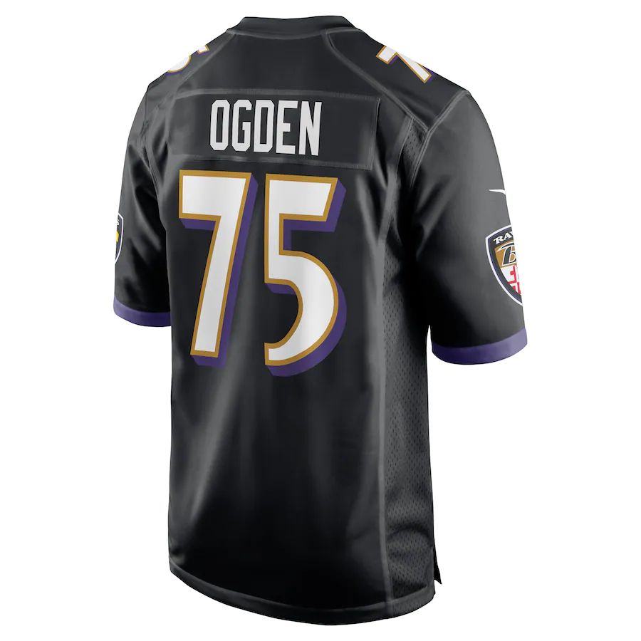 B.Ravens #75 Jonathan Ogden Black Retired Player Jersey Stitched American Football Jerseys - Main View