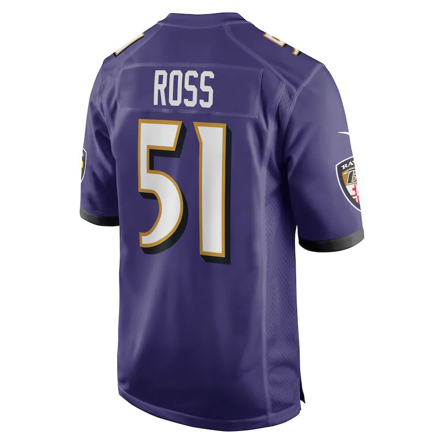 B.Ravens #51 Josh Ross Purple Game Player Jersey Stitched American Football Jerseys - Main View