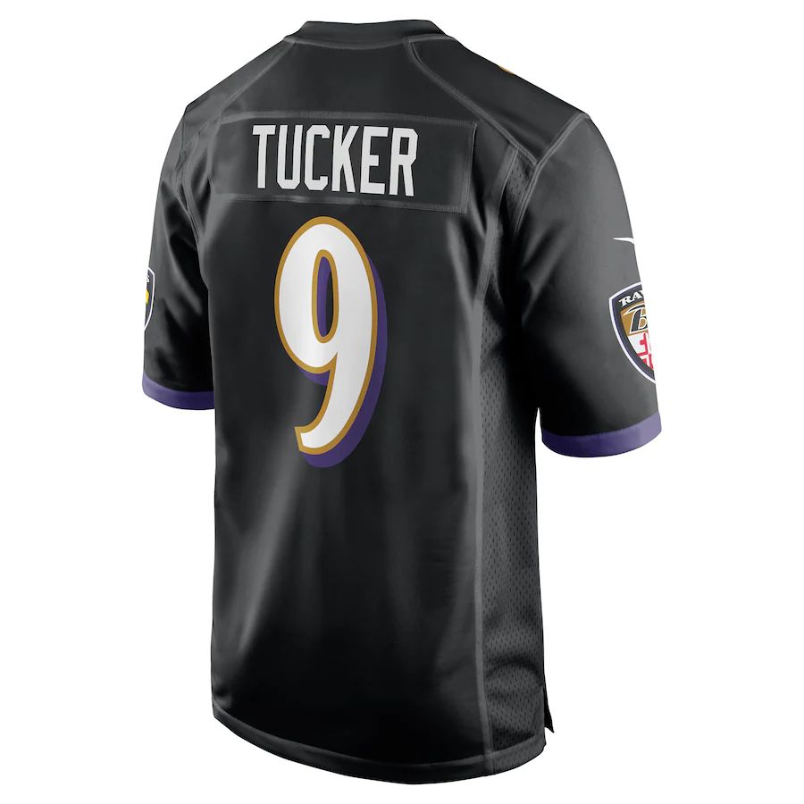 B.Ravens #9 Justin Tucker Black Player Game Jersey Stitched American Football Jerseys - Main View