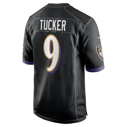 B.Ravens #9 Justin Tucker Black Player Game Jersey Stitched American Football Jerseys - Main View