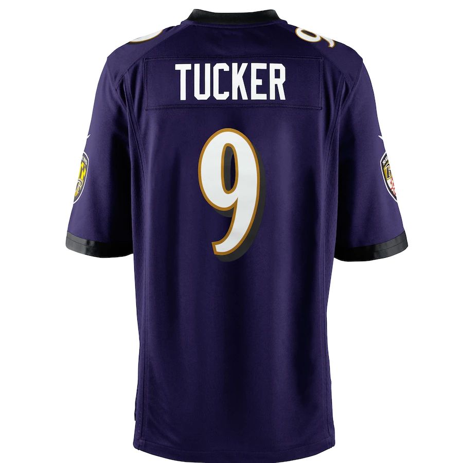 B.Ravens #9 Justin Tucker Purple Team Color Game Jersey Stitched American Football Jerseys - Main View