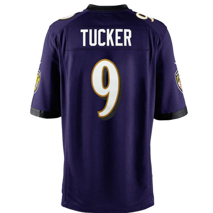 B.Ravens #9 Justin Tucker Purple Team Color Game Jersey Stitched American Football Jerseys - Main View