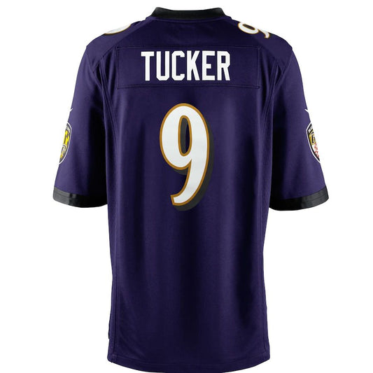 B.Ravens #9 Justin Tucker Purple Team Color Game Jersey Stitched American Football Jerseys - Main View