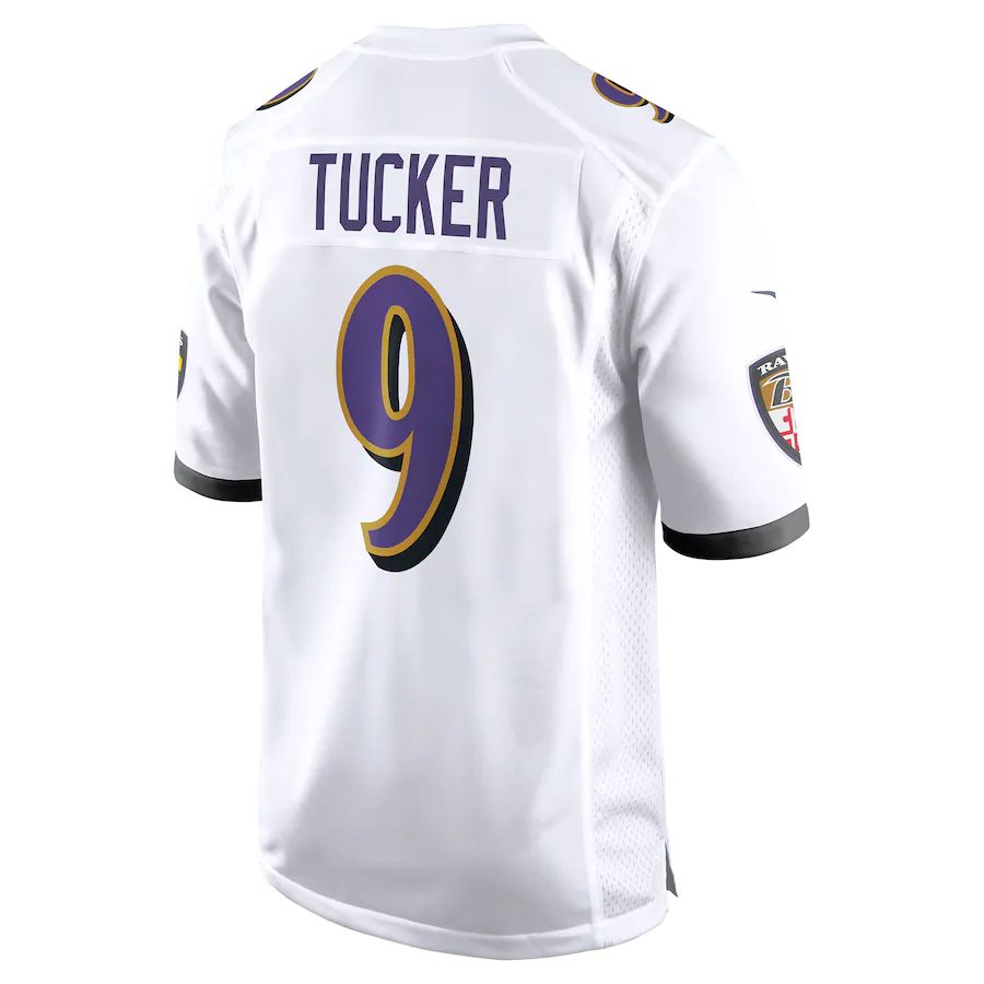 B.Ravens #9 Justin Tucker White Game Jersey Stitched American Football Jerseys - Main View