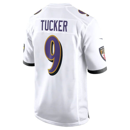 B.Ravens #9 Justin Tucker White Game Jersey Stitched American Football Jerseys - Main View