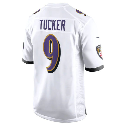 B.Ravens #9 Justin Tucker White Game Jersey Stitched American Football Jerseys - Main View