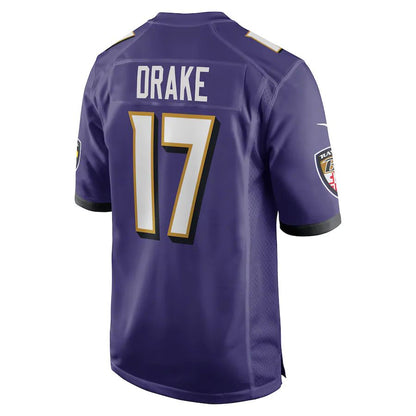B.Ravens #17 Kenyan Drake Purple Game Player Jersey Stitched American Football Jerseys - Main View