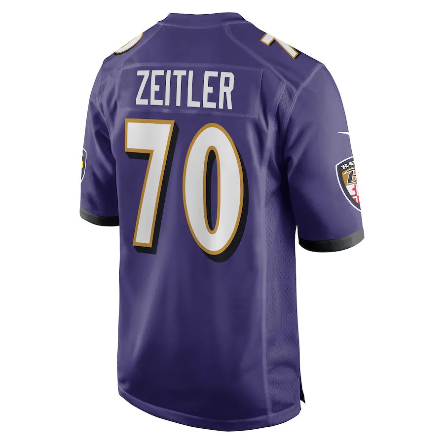 B.Ravens #70 Kevin Zeitler Purple Game Jersey Stitched American Football Jerseys - Main View