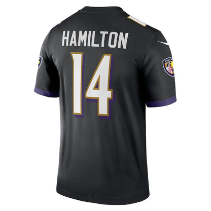 B.Ravens #14 Kyle Hamilton Black Legend Jersey Stitched American Football Jerseys - Main View
