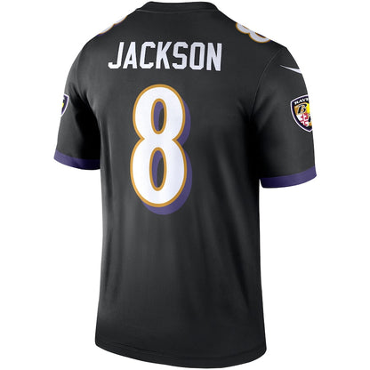 B.Ravens #8 Lamar Jackson Black Legend Jersey Stitched American Football Jerseys - Main View