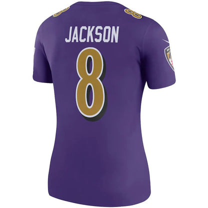 B.Ravens #8 Lamar Jackson Purple Color Rush Legend Player Jersey Stitched American Football Jerseys - Main View