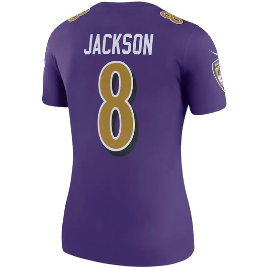 B.Ravens #8 Lamar Jackson Purple Color Rush Legend Player Jersey Stitched American Football Jerseys - Main View