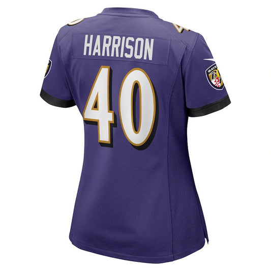 B.Ravens #40 Malik Harrison Purple Game Jersey Stitched American Football Jerseys - Main View