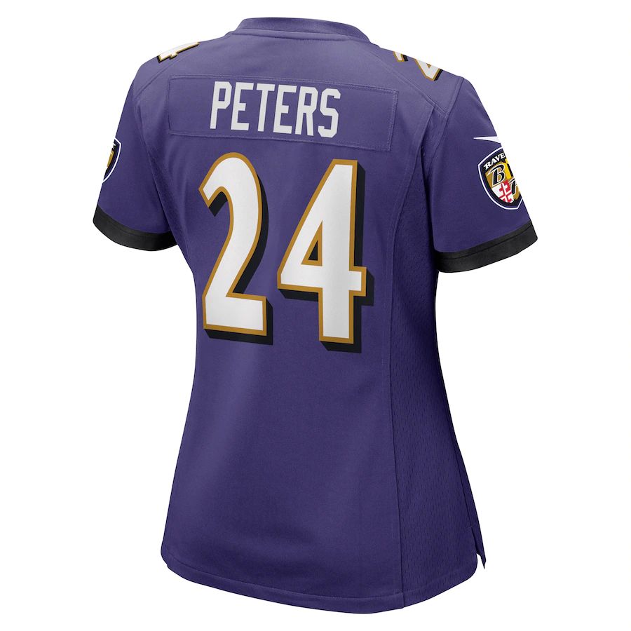 B.Ravens #24 Marcus Peters Purple Game Jersey Stitched American Football Jerseys - Main View