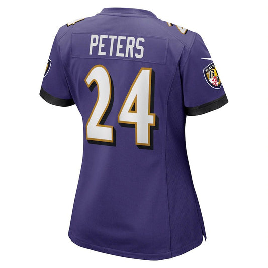 B.Ravens #24 Marcus Peters Purple Game Jersey Stitched American Football Jerseys - Main View