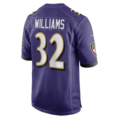 B.Ravens #32 Marcus Williams Purple Player Game Jersey Stitched American Football Jerseys - Main View
