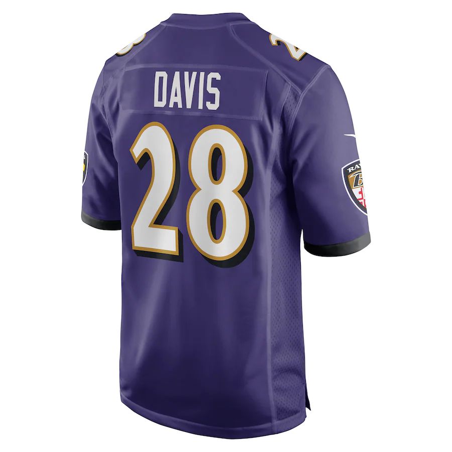 B.Ravens #28 Mike Davis Purple Player Game Jersey Stitched American Football Jerseys - Main View