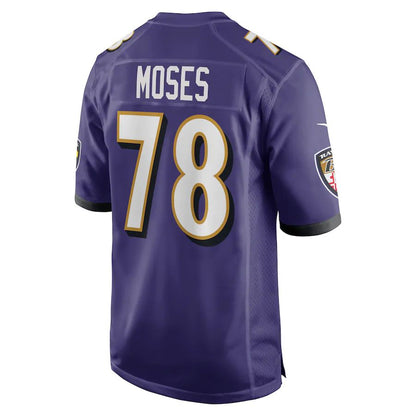 B.Ravens #78 Morgan Moses Purple Game Player Jersey Stitched American Football Jerseys - Main View