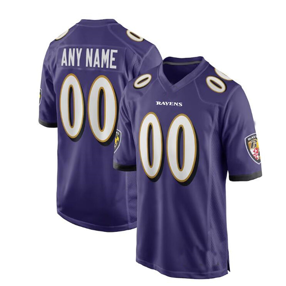 Custom B.RavensBlack Alternate Game Jersey Stitched American Football Jerseys - Main View