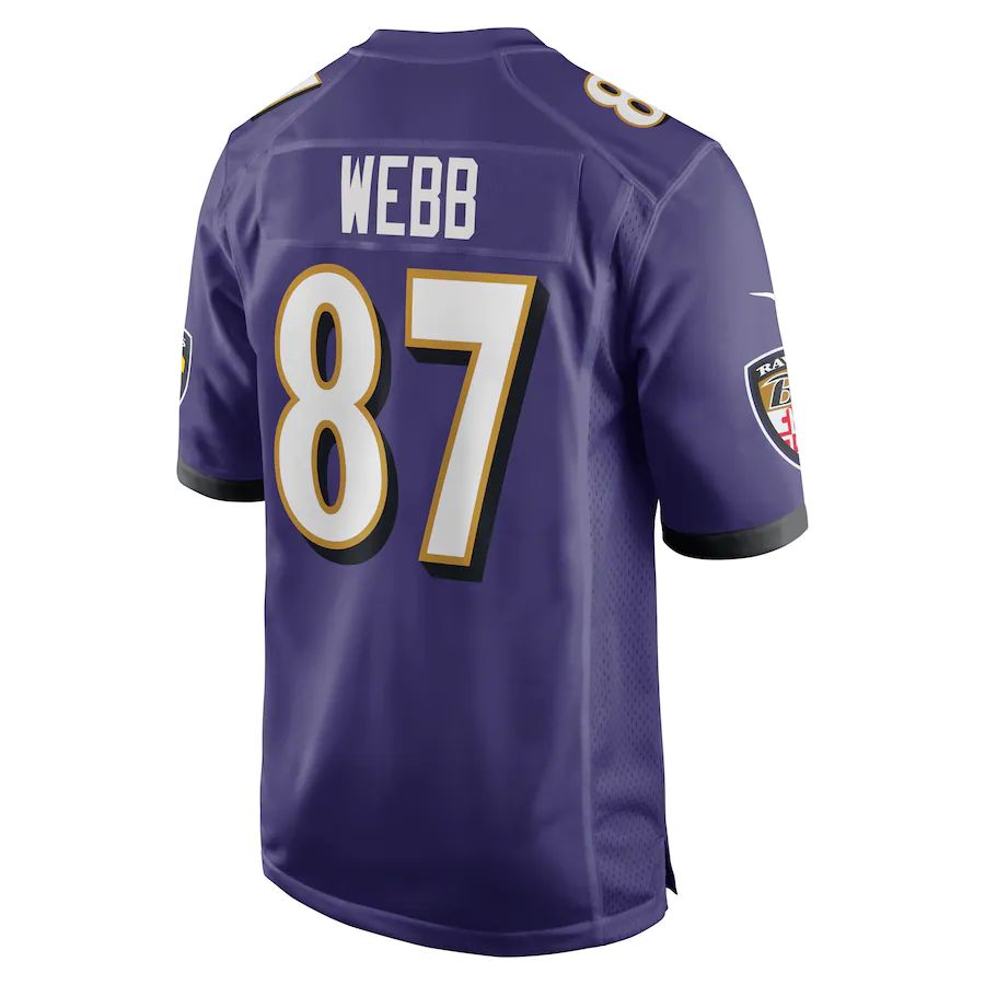 B.Ravens #87 Raleigh Webb Purple Game Player Jersey Stitched American Football Jerseys - Main View