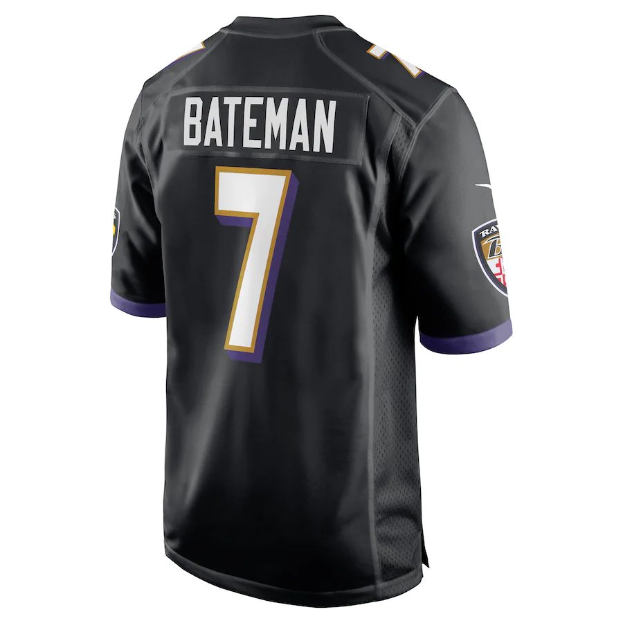 B.Ravens #7 Rashod Bateman Black Game Player Jersey Stitched American Football Jerseys - Main View