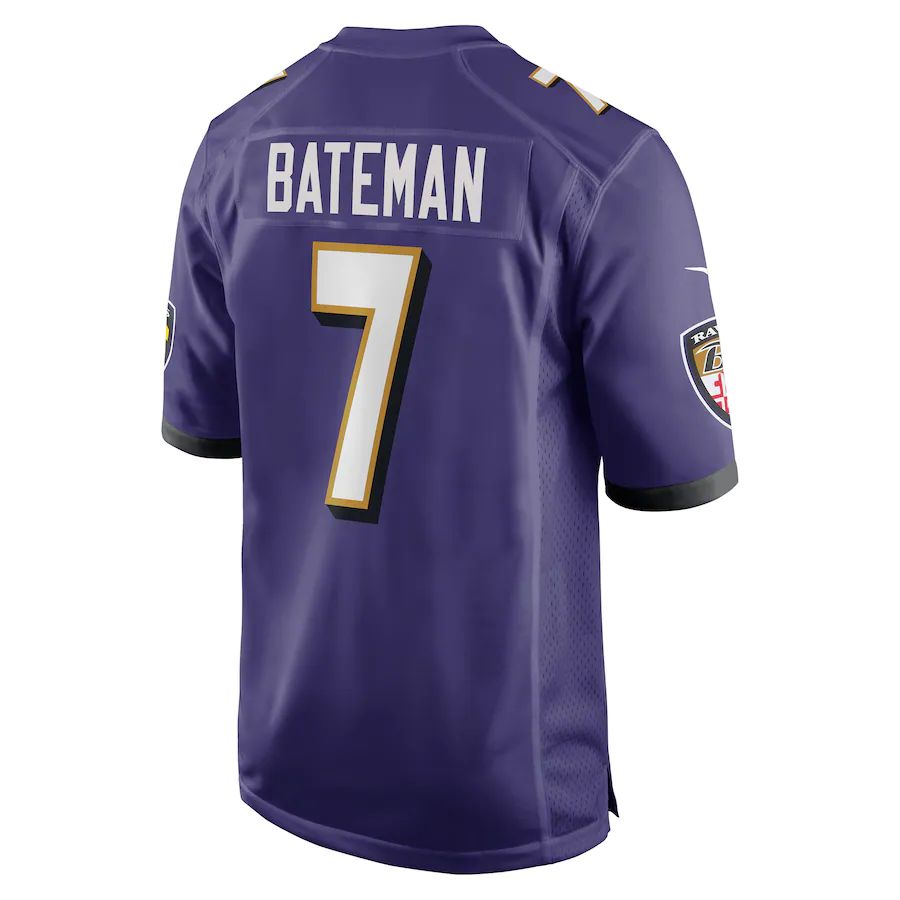 B.Ravens #7 Rashod Bateman Purple Game Player Jersey Stitched American Football Jerseys - Main View